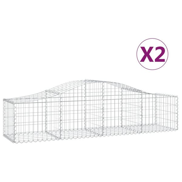 vidaXL Paniers à gabions arqués 2 pcs 200x50x40/60 cm fer galvanisé
