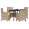 vidaXL Ensemble de salle &agrave; manger pour jardin 5 pc Beige polyrotin