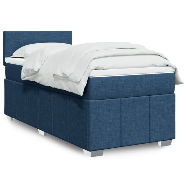 vidaXL Sommier &agrave; lattes de lit avec matelas Bleu 90x190 cm Tissu