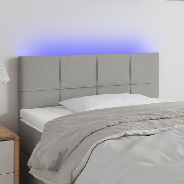 vidaXL T&ecirc;te de lit &agrave; LED Gris clair 90x5x78/88 cm Tissu