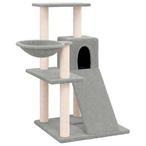 vidaXL Arbre &agrave; chat avec griffoirs en sisal Gris clair 82 cm