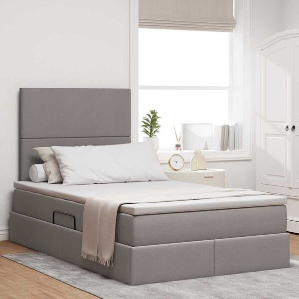 vidaXL Lit avec rangement et matelas Taupe 120 x 200 cm Polyester