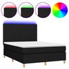 vidaXL Sommier &agrave; lattes de lit et matelas et LED Noir 140x200 cm Tissu