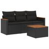 vidaXL Salon de jardin 4 pcs avec coussins noir r&eacute;sine tress&eacute;e