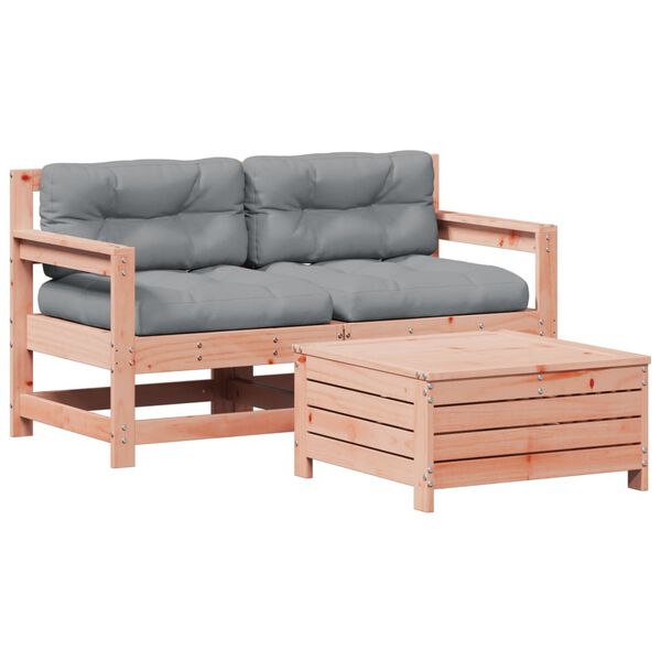 vidaXL Salon de jardin 3 pcs avec coussins bois massif douglas