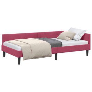 vidaXL Cadre de lit d'angle Bordeaux 90 x 190 cm Velours