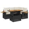 vidaXL Salon de jardin 5 pcs avec coussins noir r&eacute;sine tress&eacute;e acacia