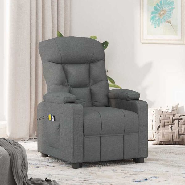 vidaXL Fauteuil de massage inclinable Gris fonc&eacute; Tissu
