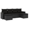 vidaXL Salon de jardin 6 pcs avec coussins noir r&eacute;sine tress&eacute;e