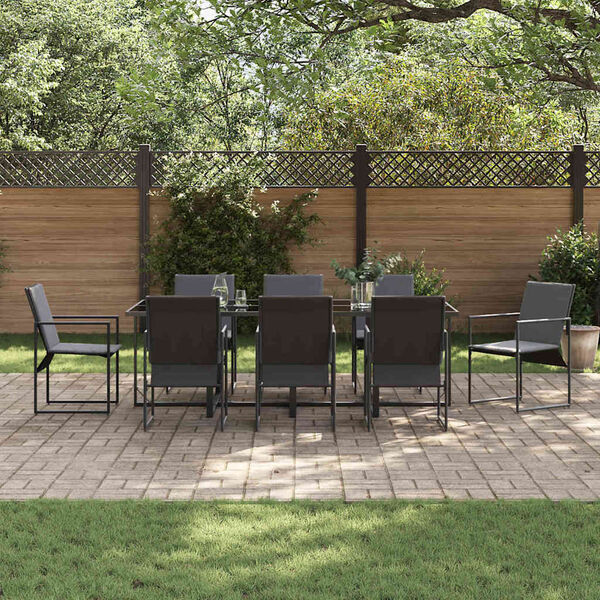 vidaXL Ensemble de salle à manger pour jardin 9 pcs Noir Acier
