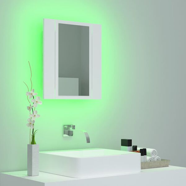 vidaXL Armoire salle de bain &agrave; miroir LED Blanc 40x12x45 cm Acrylique