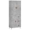 vidaXL Buffet haut Gris b&eacute;ton 69,5x34x180 cm Bois d'ing&eacute;nierie