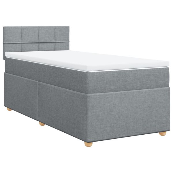 vidaXL Sommier &agrave; lattes de lit et matelas Gris clair 90x190 cm Tissu
