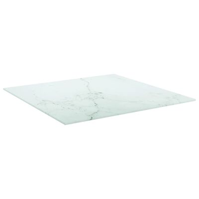 vidaXL Dessus de table blanc 60x60 cm 6 mm verre trempé design marbre