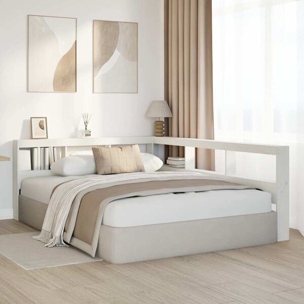 vidaXL T&ecirc;te de lit de biblioth&egrave;que en forme de L bois massif de pin