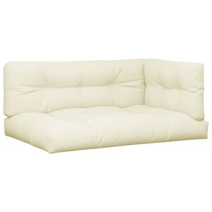 vidaXL Coussins de palette lot de 3 cr&egrave;me tissu