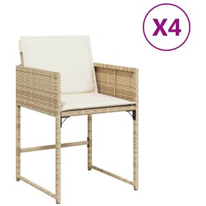 vidaXL Chaises de jardin avec coussins lot de 4 beige r&eacute;sine tress&eacute;e