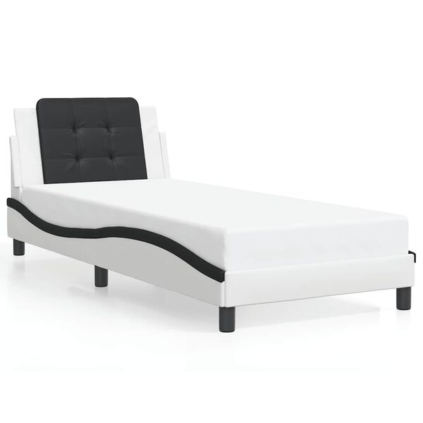 vidaXL Cadre de lit sans matelas Zadar blanc et noir 90x190 cm similicuir