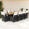 vidaXL Ensemble de bistro de jardin 11 pcs coussins noir poly rotin