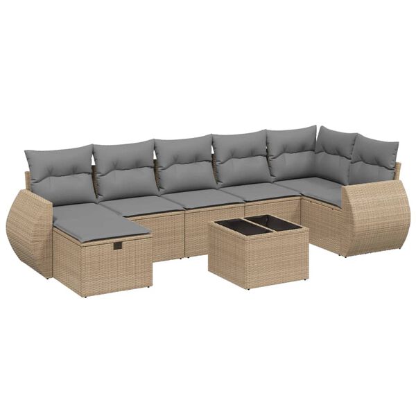vidaXL Salon de jardin avec coussins 7pcs m&eacute;lange beige r&eacute;sine tress&eacute;e