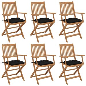 vidaXL Chaises pliables de jardin lot de 6 avec coussins Bois d'acacia