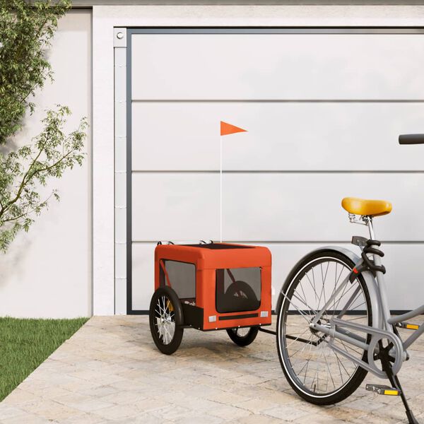 vidaXL Remorque de v&eacute;lo pour animaux de compagnie orange et noir