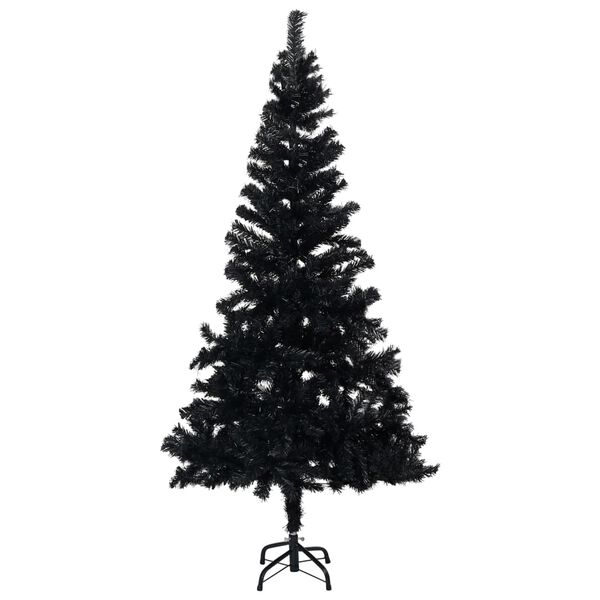 vidaXL Arbre de No&euml;l artificiel pr&eacute;-&eacute;clair&eacute; et boules noir 180 cm PVC