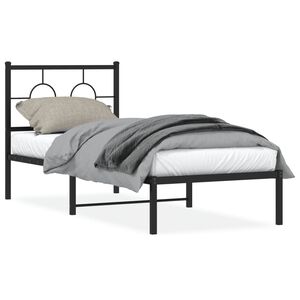 vidaXL Cadre de lit m&eacute;tal sans matelas avec t&ecirc;te de lit noir 80x200 cm