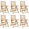 vidaXL Fauteuils pliants inclinables, 6 pi&egrave;ces, beige, en bois d'acacia massif