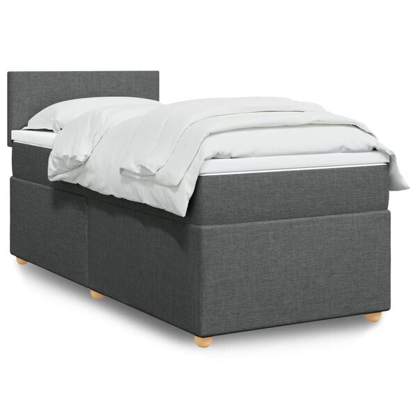 vidaXL Sommier &agrave; lattes de lit avec matelas Gris fonc&eacute; 80x200 cm Tissu