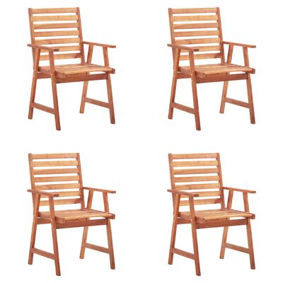 vidaXL Chaises à manger d'extérieur lot de 4 et coussins Acacia massif