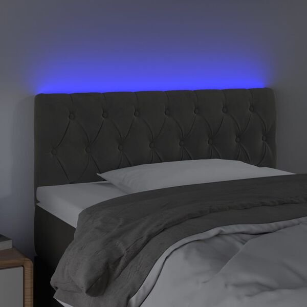 vidaXL Tête de lit à LED Gris foncé 100x7x78/88 cm Velours