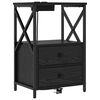 vidaXL Cabinet de chevet avec tiroir 2 pcs Ch&ecirc;ne noir 40 x 31 x 60 cm