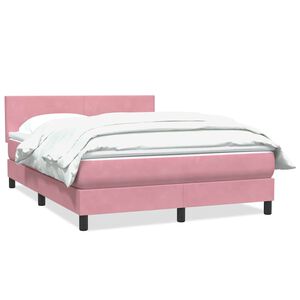 vidaXL Sommier &agrave; lattes de lit avec matelas rose 140x220 cm velours