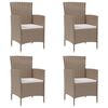 vidaXL Chaises de jardin avec coussins lot de 4 R&eacute;sine tress&eacute;e Beige