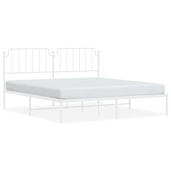 vidaXL Cadre de lit métal sans matelas et tête de lit blanc 160x200 cm