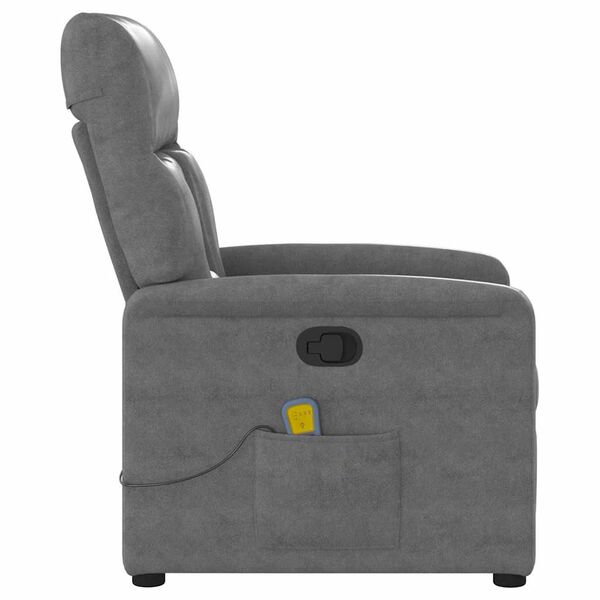 vidaXL Fauteuil inclinable de massage gris fonc&eacute; tissu microfibre