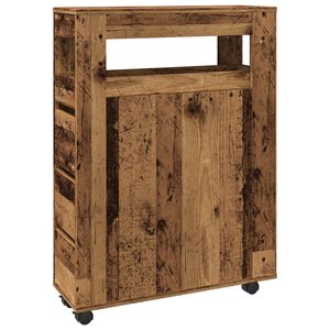 vidaXL Meuble &eacute;troit de salle de bain &agrave; roulettes vieux bois