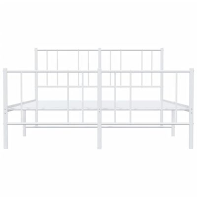 vidaXL Cadre de lit métal sans matelas et pied de lit blanc 135x190 cm