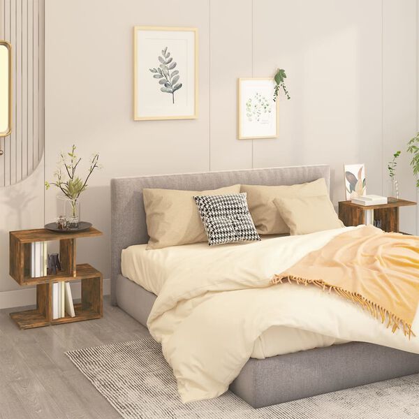 vidaXL Tables de chevet 2pcs Ch&ecirc;ne fum&eacute; 50x30x51,5cm Bois d'ing&eacute;nierie