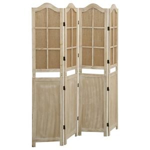 vidaXL Cloison de s&eacute;paration 4 panneaux Marron 140x165 cm Tissu