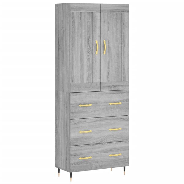 vidaXL Buffet haut Sonoma gris 69,5x34x180 cm Bois d'ing&eacute;nierie