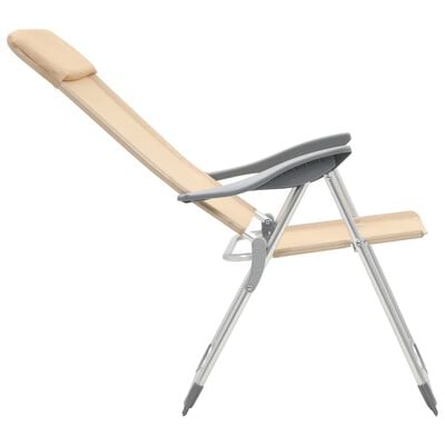 vidaXL Chaises de camping pliables lot de 2 Crème Aluminium