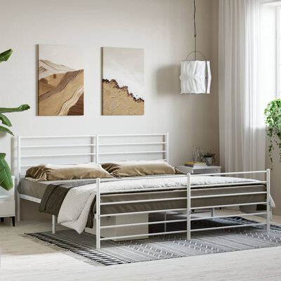 vidaXL Cadre de lit métal sans matelas et pied de lit blanc 183x213 cm