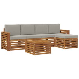 vidaXL Ensemble de canap&eacute;s d'ext&eacute;rieur 6 pc Gris Naturel et Clair