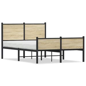 vidaXL Cadre de lit en m&eacute;tal sans matelas ch&ecirc;ne sonoma 120x200 cm