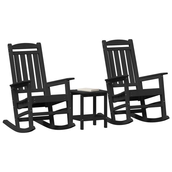 vidaXL Chaise Berçante de Jardin 3 pcs Noir 38 x 38 x 46 cm Plastique