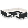 vidaXL Salon de jardin 12 pcs avec coussins r&eacute;sine tress&eacute;e noir