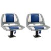 vidaXL Ensemble de si&egrave;ges de bateau pliables 4 pcs bleu et blanc