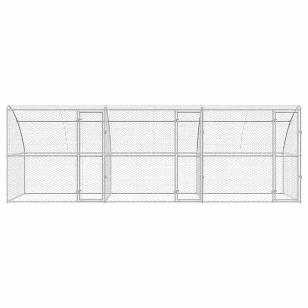 vidaXL Kennel pour Chiens 3 pcs Argent&eacute; 6 x 2 x 2 m Acier galvanis&eacute;